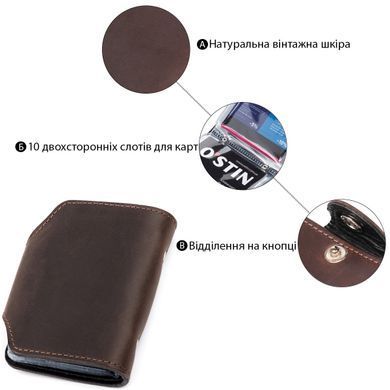 Визитница вертикальная Shvigel 13908 кожаная Коричневая