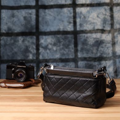 Жіноча сумка з двома ремінцями із натуральної шкіри Vintage 22926 Чорний