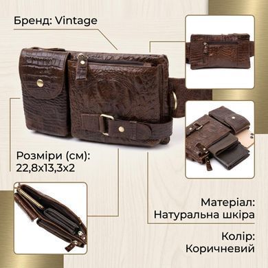 Бананка поясная под кожу рептилии унисекс Vintage 20401 Коричневая