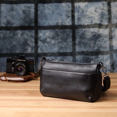 Жіноча сумка з двома ремінцями із натуральної шкіри Vintage 22926 Чорний