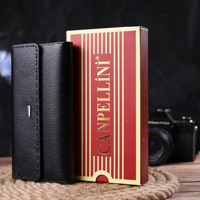 Функціональний жіночий гаманець з натуральної шкіри CANPELLINI 21662 Чорний