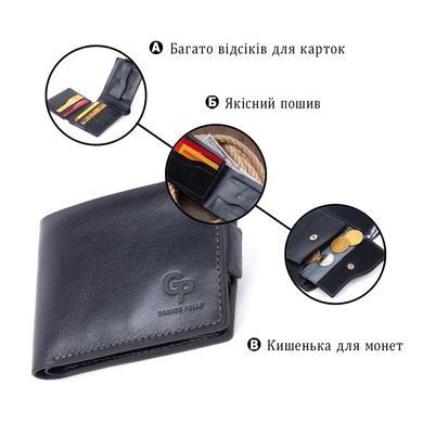 Функціональне тонке портмоне GRANDE PELLE 11323 Синє