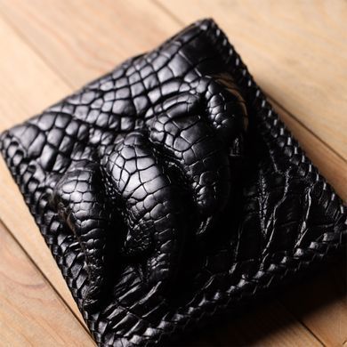 Портмоне CROCODILE LEATHER 18004 из натуральной кожи крокодила Черное