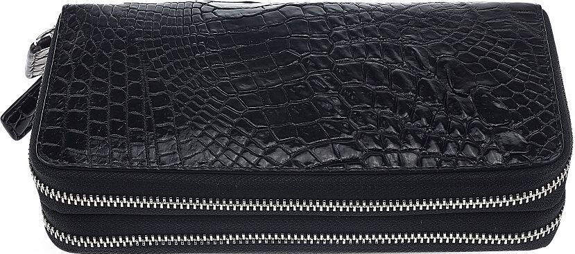 Кошелек-клатч CROCODILE LEATHER 18023 из натуральной кожи крокодила Черный