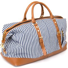 Дорожная сумка текстильная женская в полоску Vintage 20667 Белая