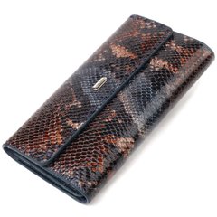 Красивий місткий гаманець жіночий з натуральної шкіри з тисненням під змію CANPELLINI 21663 Різнокольоровий