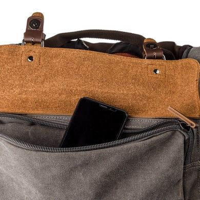 Дорожня сумка текстильна з кишенею Vintage 20191 Сіра