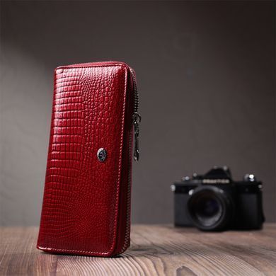 Женский лакированный кошелек на молнии из натуральной кожи ST Leather 22677 Красный