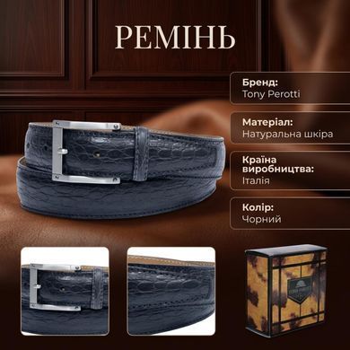Мужской ремень из натуральной кожи Tony Perotti Cinture 410 nero (90309) Черный
