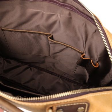 Стильный портфель из качественного текстиля из кожаными вставками Vintage 20874_1 Светло-коричневый