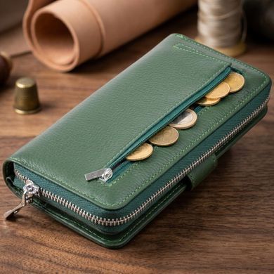 Вертикальный вместительный кошелек из кожи унисекс ST Leather 19304 Зеленый