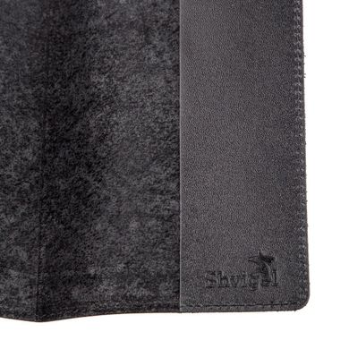 Шкіряна обкладинка на паспорт з ромбами SHVIGEL 13973 Чорна