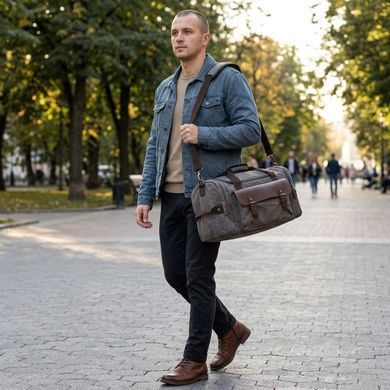 Текстильная дорожная сумка для поездок спорта и путешествий Vintage 20191 Серая