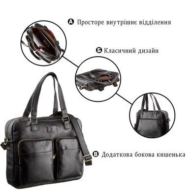 Чоловіча шкіряна ділова сумка-портфель для ноутбука SHVIGEL 19108 Чорна