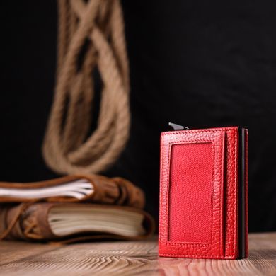 Візитниця з натуральної зернистої шкіри KARYA 20981 Червоний