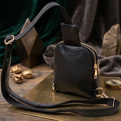 Невелика жіноча сумка через плече на два відділення з екошкіри Vintage 22784 Чорний