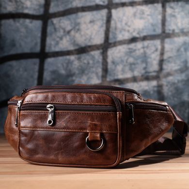 Бананка для чоловіків у вінтажному стилі з натуральної шкіри Vintage sale_15106 Коричневий