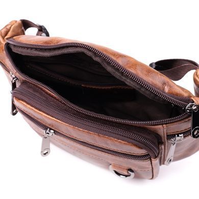 Бананка для чоловіків у вінтажному стилі з натуральної шкіри Vintage sale_15106 Коричневий
