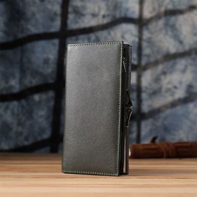 Вместительный женский кошелек на магнитах из натуральной кожи ST Leather 23115 Зеленый