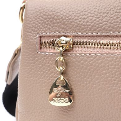 Кожаная женская сумка с металлическим украшением посередине Vintage 22609 Бежевая