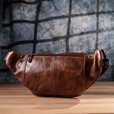 Бананка для чоловіків у вінтажному стилі з натуральної шкіри Vintage sale_15106 Коричневий