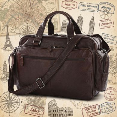 Шкіряна дорожня сумка для подорожей відряджень та документів Vintage 14055 Коричнева оптом фото Шкіряна дорожня сумка для подорожей відряджень та документів Vintage 14055 Коричнева