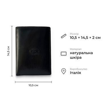 Мужской кошелек из гладкой глянцевой натуральной кожи Tony Perotti 21006_1 (3450q nero) Черный