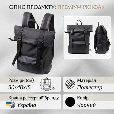 Текстильный рюкзак для ноутбука работы учебы и города FABRA 22582 Черный