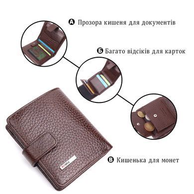 Стильный мужской кошелек из натуральной крупнозернистой кожи KARYA 21373 Коричневый