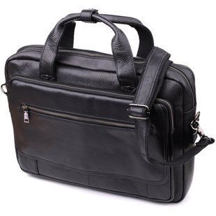Місткий портфель для чоловіків з натуральної шкіри Vintage 23043 Чорний