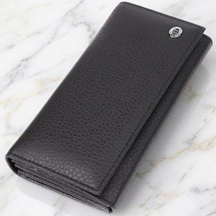 Женский вертикальный кошелек из натуральной кожи ST Leather 23084 Черный