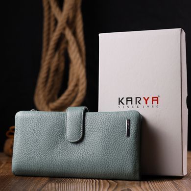 Интересное женское портмоне из натуральной кожи KARYA 21000 Серо-голубой