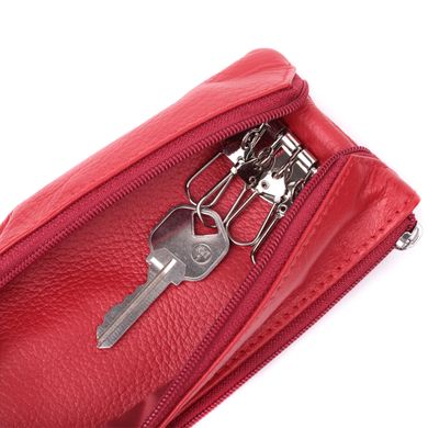 Яскрава шкіряна ключниця на блискавці ST Leather 22557 Червоний