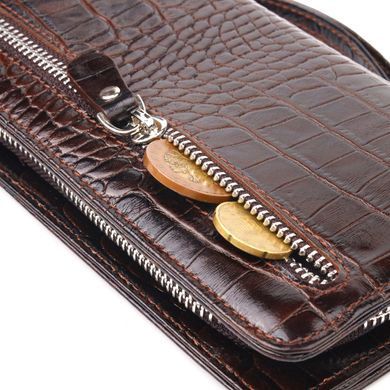 Функциональное портмоне клатч из натуральной кожи CANPELLINI 21536 Коричневое