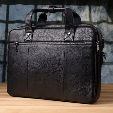 Вместительный портфель для мужчин из натуральной кожи Vintage 23043 Черный