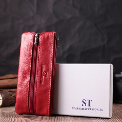Яскрава шкіряна ключниця на блискавці ST Leather 22557 Червоний