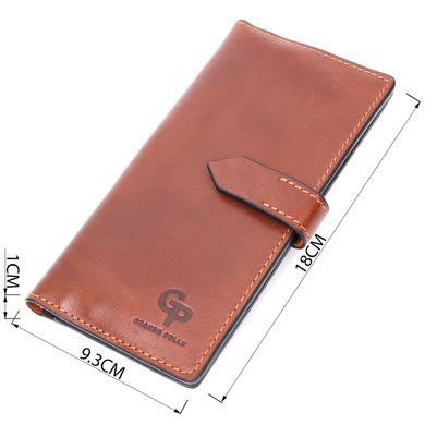 Интересный вертикальный кошелек из натуральной кожи GRANDE PELLE 11660 Коричневый