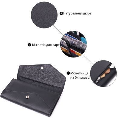 Кожаный женский кошелек с геометрическим клапаном ST Leather 22546 Черный