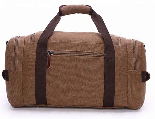 Дорожная сумка текстильная с карманом Vintage 20193 Коричневая