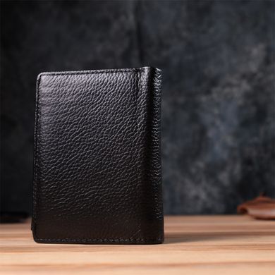 Вертикальный мужской кожаный кошелек в два сложения Vintage sale_15091 Черный