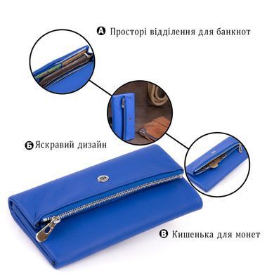 Клатч конверт с карманом для мобильного кожаный женский ST Leather 19268 Синий