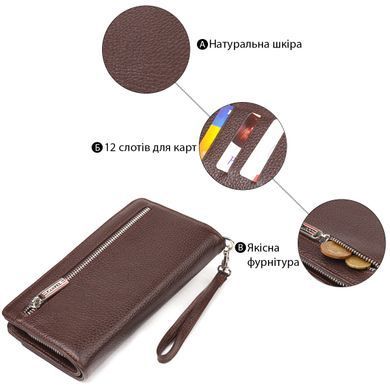 Оригінальне портмоне клатч із натуральної шкіри CANPELLINI 21537 Коричневе