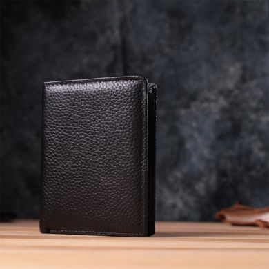 Удобный мужской кожаный кошелек в два сложения Vintage sale_15093 Черный