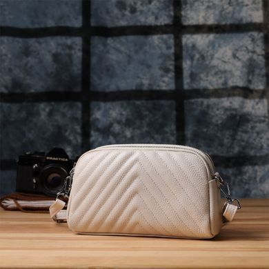 Модная сумка прошита треугольниками из натуральной кожи Vintage 22910 Белый