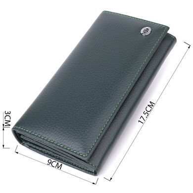 Удобный вертикальный кошелек из натуральной кожи ST Leather 23086 Зеленый