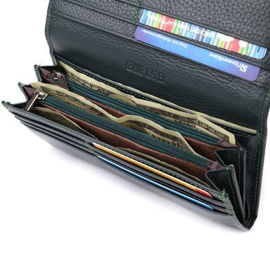 Удобный вертикальный кошелек из натуральной кожи ST Leather 23086 Зеленый