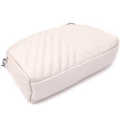 Модная сумка прошита треугольниками из натуральной кожи Vintage 22910 Белый
