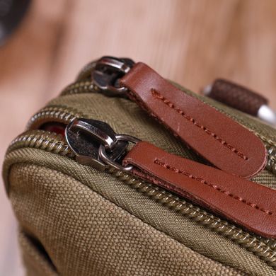 Компактная сумка-чехол на пояс с металлическим карабином из текстиля Vintage 22224 Оливковый
