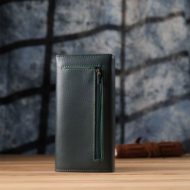 Удобный вертикальный кошелек из натуральной кожи ST Leather 23086 Зеленый
