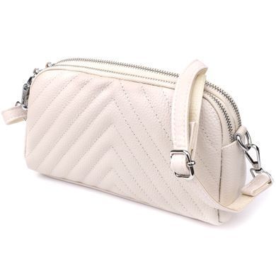 Модная сумка прошита треугольниками из натуральной кожи Vintage 22910 Белый